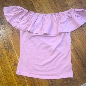 Light pink ruffle off the shoulder top